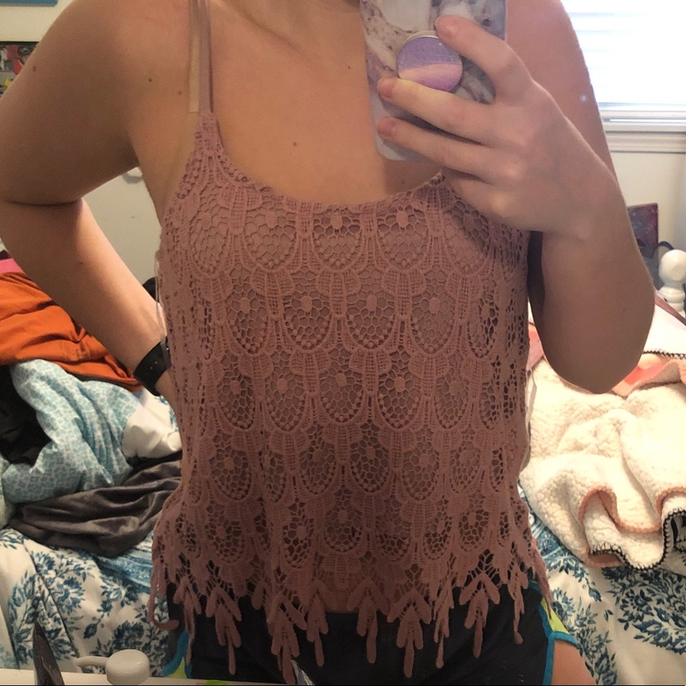 NWOT Pink Lace Tank Top - Picture 2 of 7